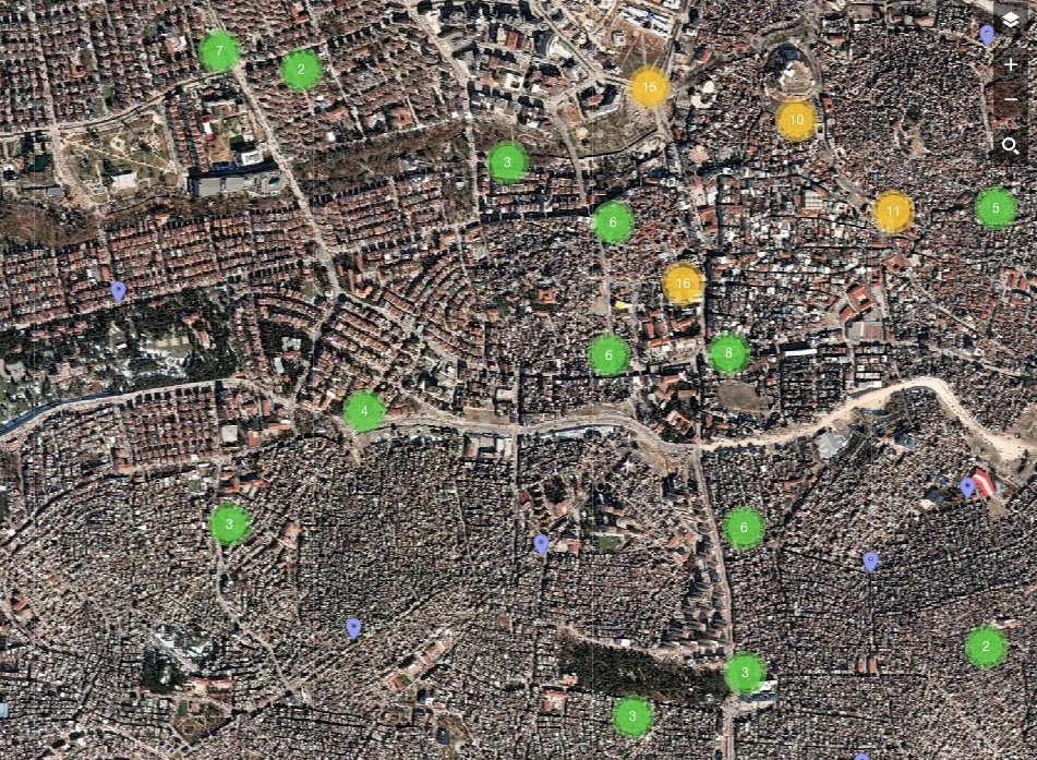 A great example of how SafeGraph POI data was used to help pinpoint the location of pharmacies in a region of Turkey affected by the earthquake. 