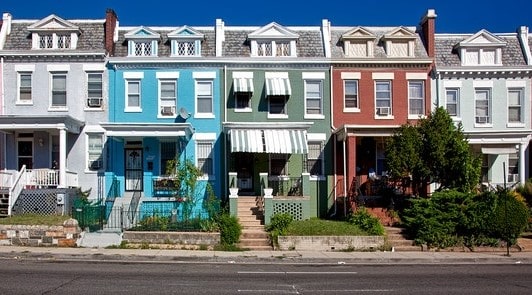 A row of residential buildings