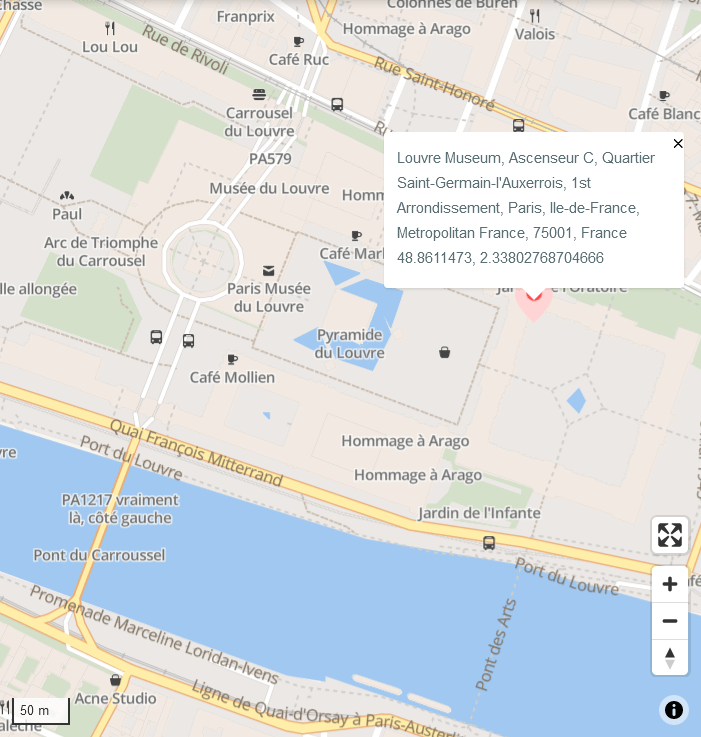 Example of reverse geocoding using LocationIQ