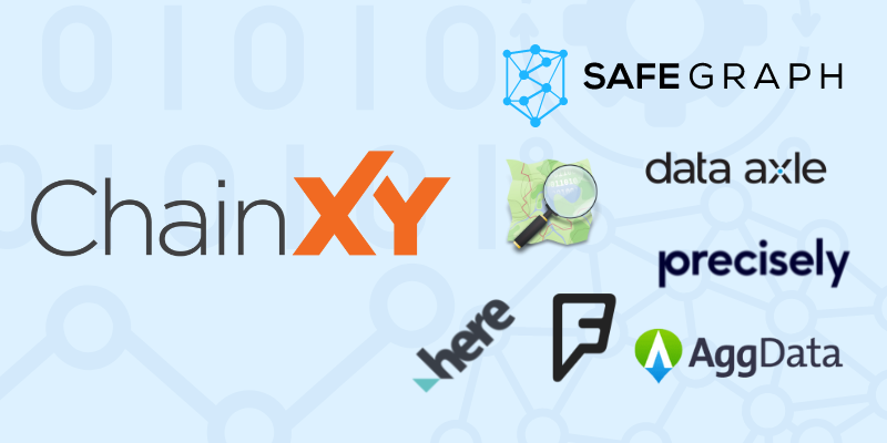 ChainXY’s logo, alongside those of other companies that sell point of interest data