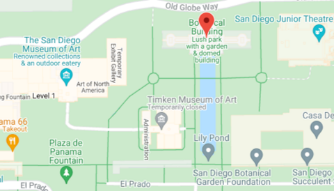 Sample of Google Places data around the San Diego Museum of Art