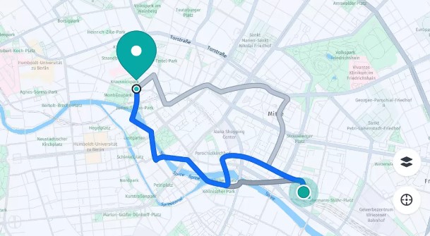 Example of HERE Geocoding & Search API being used to find electric vehicle charging stations