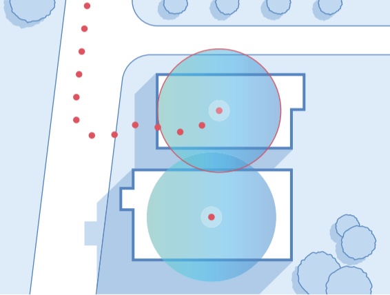 Closest centroid wins visit attribution method with building footprints